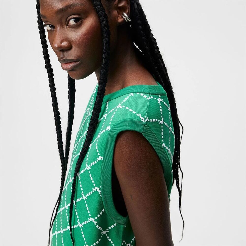 J.LINDEBERG Fiona Knitted Dress Bosphorus Green White Knit Oversized Small NEW - Picture 2 of 10